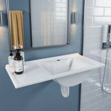 DoceLar Store Pia Lavatório Copacabana 60 cm Para Banheiro Branco Brilho