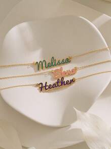 1 PIEZA | Collar con inicial de lujo personalizado y único de 6 colores | Nombre grabable | Joyería con estilo de hada brillante y de superposición (Regalo ideal para la mejor amiga, mujeres jóvenes)