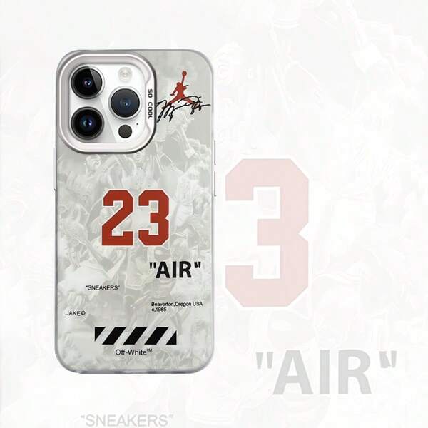 1pc White Basketball Pattern Phone Case, PMMA Hard Back Shock-Proof Phone Cover, Customized For Apple Phones, Multiple Colors Available