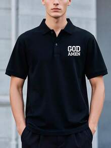 Customize A Men's Polo Shirt By Adding The Text You Want On The Front And Back. Business Gift. - Black - View 2