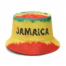 1pc Unisex Jamaican Art Style Reversible Bucket Hat, Clover Print Bucket Hat, Ideal St. Patrick's Day Sun Protection, Casual Outdoor Holiday Sunhat, Great Gift - A - View 6