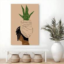 1pc Framed Canvas Poster African Woman Girl With Locs Wall Art Canvas Paintings Ideal Gift For Bedroom Living Room Corridor Wall Art Wall Decor Room Decoration - 黑色 - 查看 4