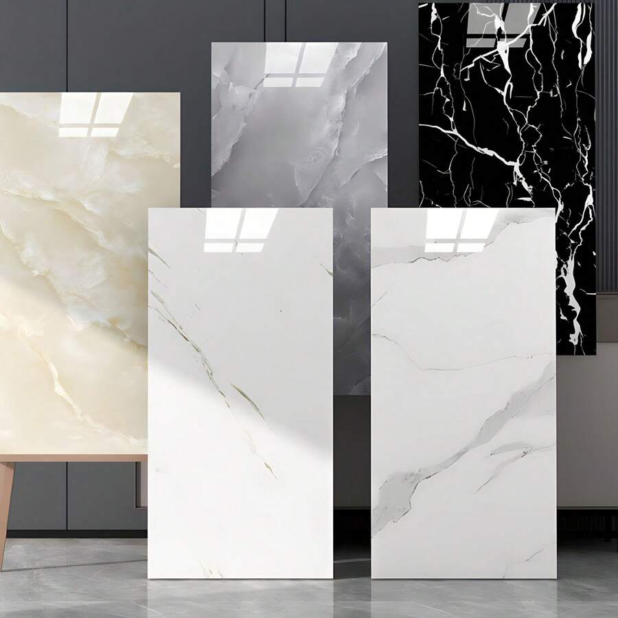 Paper and Wall Marble Adhesive Wall Plates Kit 3D Porcelain Tiles 30X60 - 黑色大理石 - 查看 1