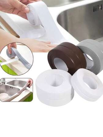 1pc Anti-Mold Sealant Strip, Waterproof PVC Caulk Tape For Kitchen And Bathroom Cracks, Countertop Sealant Strip, Suitable For Stove, Sink And Toilet, Easy To Use And Trim Home Bathroom Decor Fall Decor Back To School