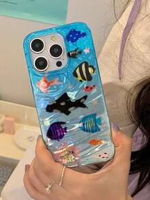 Ốp lưng điện thoại chống sốc họa tiết sóng biển, thế giới đại dương tươi đẹp, tương thích với iPhone 17 Pro Max/17 Pro/17 Air/17, 16 Pro Max, 15/14/13/12/11/11, chống rơi vỡ, bảo vệ điện thoại, quà tặng mùa xuân, quà kỷ niệm. - Màu xanh lam - Xem 3