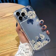 Coque de téléphone à fleurs transparente, simple, en TPU antichoc et entièrement protectrice, compatible avec Apple 16/16 Pro/16 Plus/16 Pro Max/15/15 Pro/15 Plus/14/14 Plus/14 Pro/14 Pro Max/13/13 Pro/12/12 Pro/12 Pro Max/11/11 Pro, étanche, anti-chute, résistante aux rayures - Multicolore - Voir 3