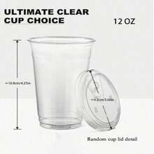 50/40/30/20/10pcs Reusable Transparent Plastic Cups With Lids, Suitable For Ice Cream, Coffee, Juice And Beverages, Great For Wedding Parties
