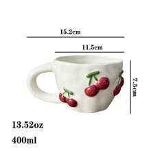 1pc Ceramic Coffee Mugs Fruit Cherry Graphic Print Coffee Cups 13.5 Oz/250 Ml Milk Tea Cup Ins Korean Style Oatmeal Breakfast Mug Drinkware Kitchen For Holiday Gift Giving Back To School