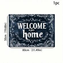 1 pieza Felpudo de bienvenida con patrón "Hogar dulce hogar" - Antideslizante, adecuado para interiores/exteriores, absorbe agua y resistente a la suciedad, adecuado para dormitorio, baño, cocina, entrada - Decoración del hogar lavable, suave y esponjosa para primavera/verano