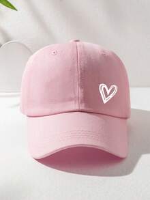 1 件男女通用心形印花透气可调节棒球帽，时尚百搭，适合日常休闲穿着（颜色可能与实际产品不同） - 粉色 - 查看 2