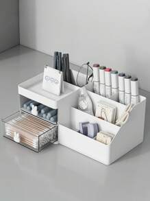 1pc White Rabbit Shaped Storage Box, Makeup Organizer, Stationery Holder, Desk Drawer Organizer For Home, Office, Dorm