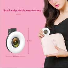 Mobile Phone Fill Light 15X Macro Portable Selfie Lens Ring Flash Lamp Universal Clip - 粉色 - 查看 10