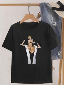Women's Rhea Ripley WWE T-Shirt Officially Licensed Wrestling Tees Fan Merch Graphic Tees - Black - View 2