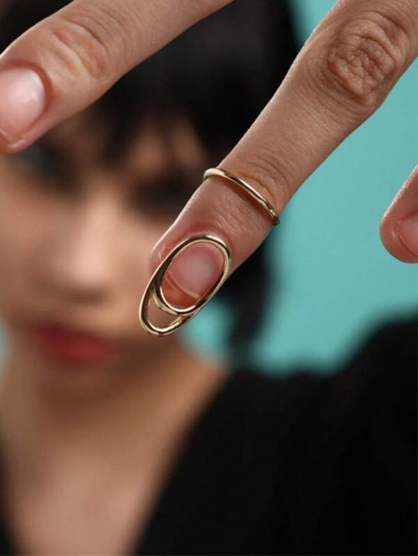 1 Peça Anel de Unha Metalizado na Moda, Decoração de Unha para Dedo em Estilo Coreano