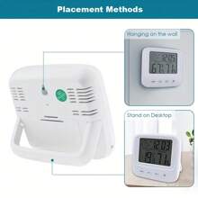 Termómetro digital LCD grande y higrómetro con reloj - Monitor de temperatura y humedad preciso para cocina, dormitorio, oficina - Funciona con batería AAA, higrómetro para decoración del hogar, reloj digital, despertador