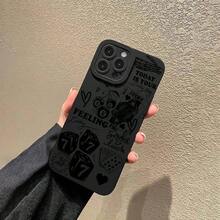 Funda de teléfono con diseño de dados y letras, funda protectora anticaídas, funda protectora total a prueba de golpes para 12 - Negro - Ver 4