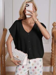 Women's Lightweight Open Front Knit Cardigan - Black - View 2