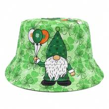 1pc Unisex Jamaican Art Style Reversible Bucket Hat, Clover Print Bucket Hat, Ideal St. Patrick's Day Sun Protection, Casual Outdoor Holiday Sunhat, Great Gift - A - View 8