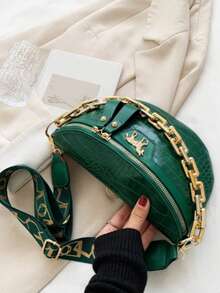 Nuova mini borsa a tracolla multifunzione con design a catena e stampa di cavallini