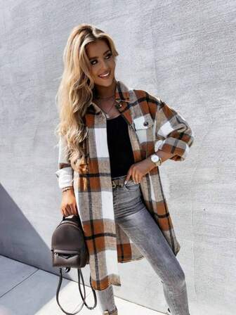 Women's Plaid Long Sleeve Mid-Length Casual Shirt