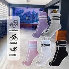Women's Cotton Socks 05 Pairs With Stripes Mid-Calf - 彩色 - 查看 2