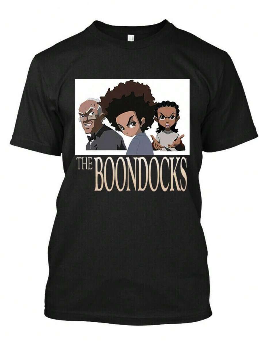 Cartoon Characters Pattern Retro Style Cotton T-Shirt For Men, Casual Short Sleeve Top, Men's Tee For Summer Daily Wear - Men's Summer Graphic Pure Cottons T-Shirts - Crew Necked, Short-Sleeved, Soft, Comfortable, And Stylish | Flattering Solid Simple Tops - Black - View 1