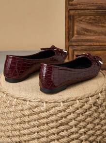 Damen spitze Flache Schuhe, burgunderroter Schleife Anhänger, Alltag, Outdoor, Lässig, vielseitig, Frühling/Sommer/Herbst