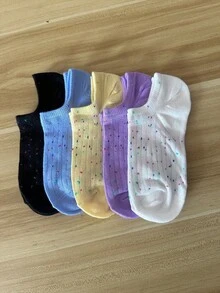 7/14 Paar Damen Polka Punkt & Gestreift Kurze Socken, geeignet für alle Jahreszeiten, mehrfarbig, Lässig, süße Damen Bootsocken