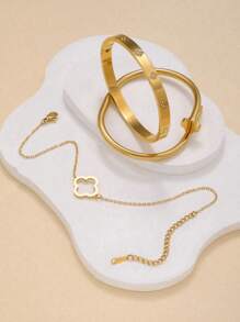 1pc/3pcs Stainless Steel Tarnish-Proof Luxury Zirconia Micro Diamond Bangle Bracelet, Unisex Design, Suitable For Mother's Day, Valentine's Day, Dates