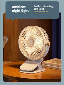 800mAh 大电池容量，超长续航，USB 充电桌面迷你夹式风扇，带灯，适合家庭和办公室使用 - 白色 - 查看 8