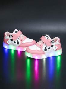 1 par de cómodas y versátiles zapatillas casuales con luces para niñas