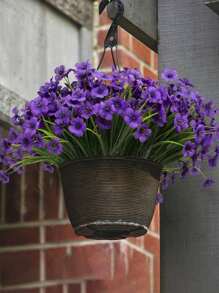 8 Molhos de Flores Artificiais para Uso Interno e Externo, Plantas de Flores Falsas para Jardim Interno e Externo, Parapeito, Casa, Casamento, Fazenda, Flores Artificiais Externas, Flores de Plástico Artificiais Não Desbotantes Plantas de Simulação para Vasos de Flores Decorativos Pendentes, Decoração de Vaso para Casa e Cozinha (Roxo)