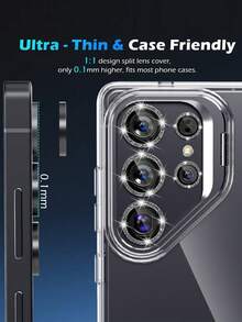 Miếng dán bảo vệ ống kính camera Galaxy S25 Ultra, bóng bẩy, kính cường lực AR+AF, chống trầy xước 9H, vỏ kim loại đơn cho một ống kính, phụ kiện camera trong suốt độ nét cao - Màu sắc nổi bật - màu đen - Xem 4