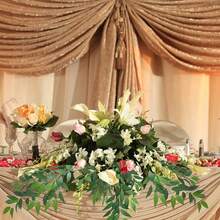 6 件（60 厘米/23.6 英寸）人造绿色植物，包括椰枣树叶、柳枝、假绿叶茎，适合悬挂在花环和藤蔓上，可插入花枝中，适用于婚礼、花束、拱门、背景幕布、餐桌装饰、家居装饰和户外婚礼氛围营造。 - 彩色 - 查看 7