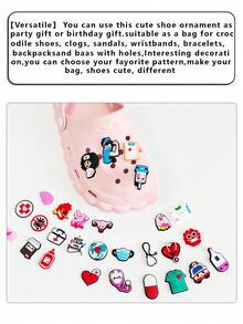 28 件医生护士系列 DIY Caharms 鞋钥匙链凉鞋沙滩包，PVC 木屐鞋饰物优质流行装饰配件圣诞节、生日、派对的绝佳礼物