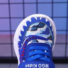 MGO Kidss Nuevos zapatos para niños otoño 2025 Zapatos deportivos con dinosaurio y luz LED, con parte superior para niños. Zapatillas con dinosaurio luminoso para niños de 1 a 6 años, primavera/otoño - Azul - Ver 6