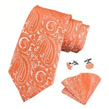 3pcs/Set 8cm Paisley Pattern Necktie, Pocket Square, Cufflinks Men's Tie Set, High Quality Classic Fashion Business Casual Tie Set, Men Wedding/Party/Christmas Gift
