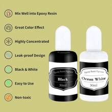 High-Concentration Black & White Epoxy Resin Pigment Set, 1.01oz Each - Vibrant Opaque Colors For Resin Art, Jewelry Making & Crafts, Color Paste