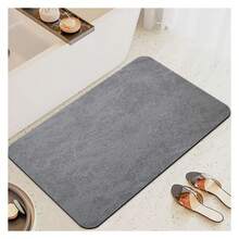 Super Absorbent Bath Mat, Non-Slip Quick-Dry Bathroom Mat, Rubber Bathroom Rug, Fast-Drying Shower Mat For Bathroom Floor, Washable Bathtub Mat, Multi-Functional Non-Slip Floor Mat For Bathroom, Kitchen, Shower Door, Sink Front, Toilet, And Pet Feeding Areas, Durable Diatomite Material With Smooth Surface, Easy To Clean, Natural Grey 15.7x23.6 Inch - Multicolor - View 1