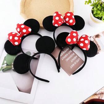 1/5/10 stuks Disney Mickey Mouse Cartoon Haarringen, Schattige Mickey Mouse Polka Dot Haaraccessoires, Strik Haarband, Feestdecoraties, Themapark Foto Props, Cadeau voor Vriendin