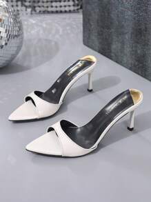 Chaussures à talons hauts à bout ouvert pour femmes, sandales à lanières fines à talon fin pour l'été, sandales blanches mode polyvalentes sexy et décontractées, convenant pour les soirées et le port quotidien