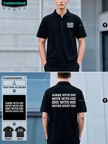 Customize A Men's Polo Shirt By Adding The Text You Want On The Front And Back. Business Gift. - Black - View 1