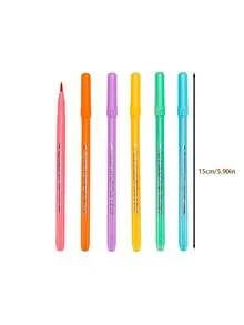 6 Soft Brushes, Highlighter Set, Pastel Marker Pen Set, Art Color Highlighter, Calligraphy Pen Back To School - Multicolor - View 4
