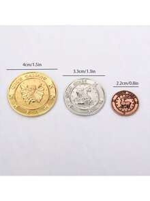 3pcs Gringotts Commemorative Coins - Badge Coin Set - Collector's Hobby - Display Storage Collectible Coins - Birthday Gift - Gift - Christmas Gift - Holiday Gift - Commemorative Coins - Multicolor - View 9