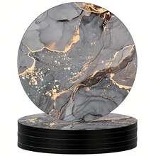 6pcs Marble Pattern Coasters Set,Colorful Heat Insulation Mat, Washable Placemat, Anti-Scalding Non-Slip Table Mat, Car Coaster, Perfect For Home, Cafe, Office, Kitchen,Tea Time, Themed Party Decor, Exquisite Gifts - Multicolor - View 17