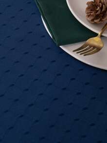 1pc Waterproof And Stain Resistant Tablecloth, Solid Color Jacquard Tablecloth, Diamond Jacquard Craft, Suitable For Dining Table And Living Room, Rectangular, Round, Square, Multi-Size Tablecloth, Outdoor And Indoor, Party, Picnic, Home Decor - Blue - View 7