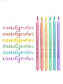 6 Soft Brushes, Highlighter Set, Pastel Marker Pen Set, Art Color Highlighter, Calligraphy Pen Back To School - Multicolor - View 5