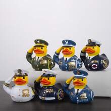 1pc 2.8 Inch 3D Resin Soldier Duck Statues, Navy Duck, Space Duck Figurines, Desk Decoration, Car Decor, Home Accents, Gifts
