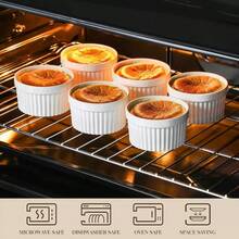 1 件/2 件白色陶瓷甜点/小模子杯，陶瓷材质圆形烤蛋杯，布丁杯烘焙纸杯蛋糕 DIY 蛋奶酥烘焙杯，甜点杯，微波炉和烤箱安全碗，厨房工具 - 白色 - 查看 3