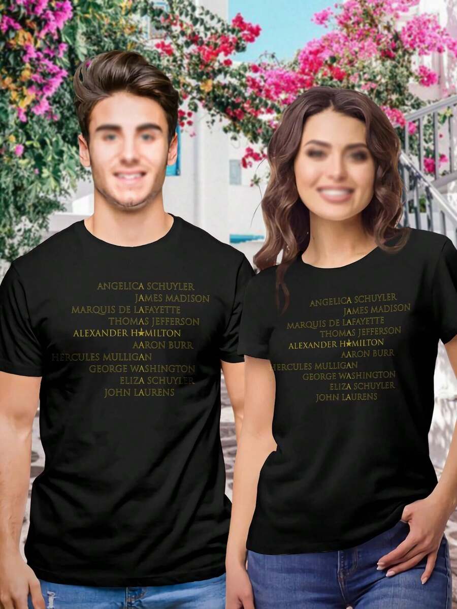 Women's Hamilton Musical Character T-Shirts Cute Fashion Tops - Black - View 1